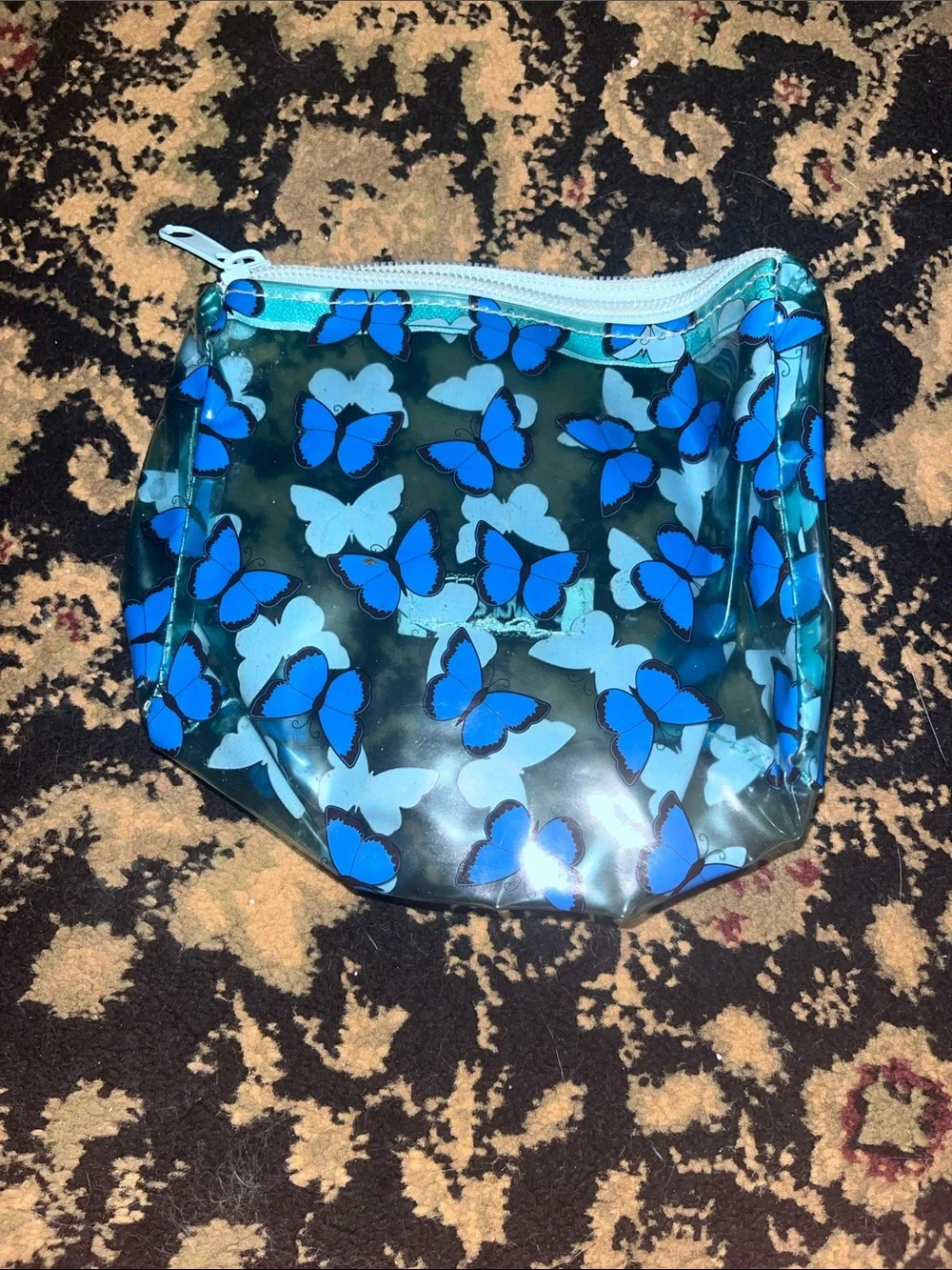 MakeUp Eraser Blue Butterfly Clear Cosmetic Pouch